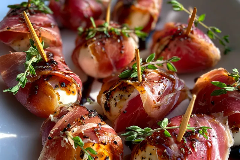 Cooking process for Prosciutto Mozzarella Appetizer Bites