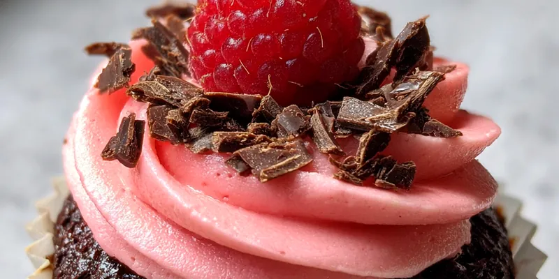Delicious Raspberry Chocolate Lava Cupcake served on a plate