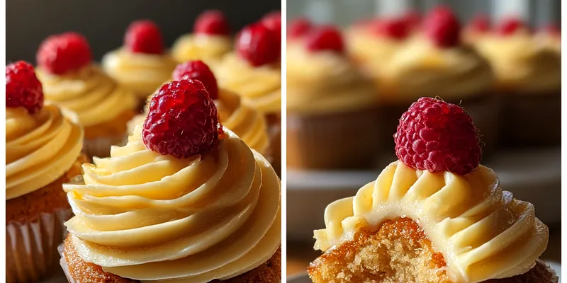 Delicious Raspberry Lemon Filled Cupcakes served on a plate