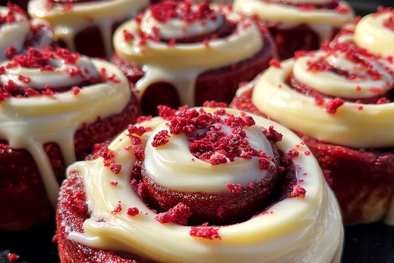 Cooking process for Red Velvet Cinnamon Rolls