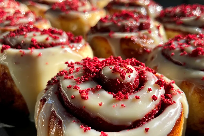 Fresh ingredients for Red Velvet Cinnamon Rolls