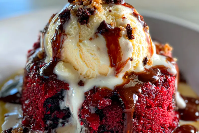 Cooking process for Red Velvet Lava Cake Treat