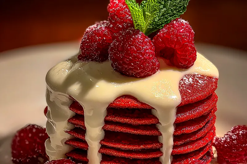 Fresh ingredients for Red Velvet Pancakes Delight