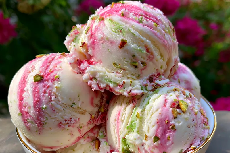 Cooking process for Rose Pistachio Ice Cream Delight