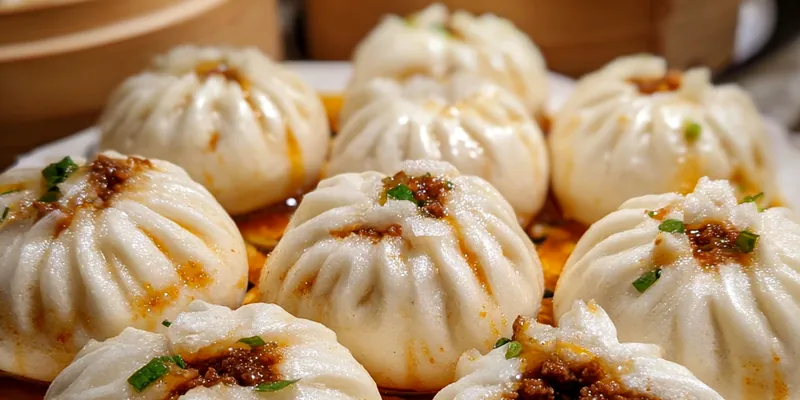 Delicious Savory Beef Bao Buns served on a plate