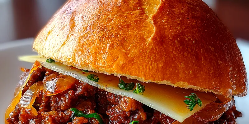 Delicious Savory Beef Onion Sandwich served on a plate