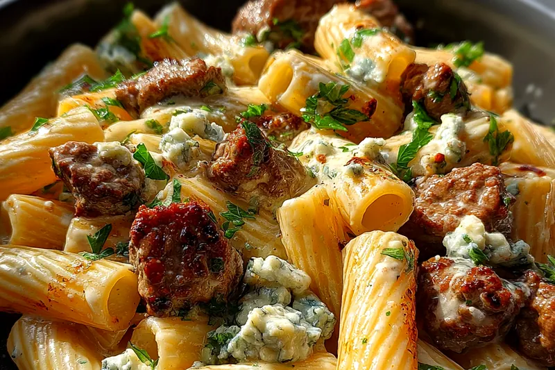 Cooking process for Savory Beef Rigatoni Bake