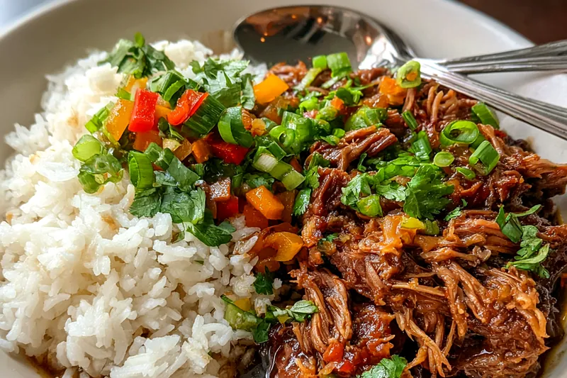 Cooking process for Savory Braised Beef Bowl