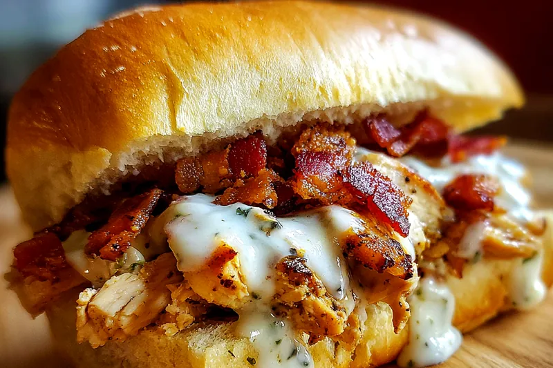 Fresh ingredients for Savory Chicken Bacon Sandwich