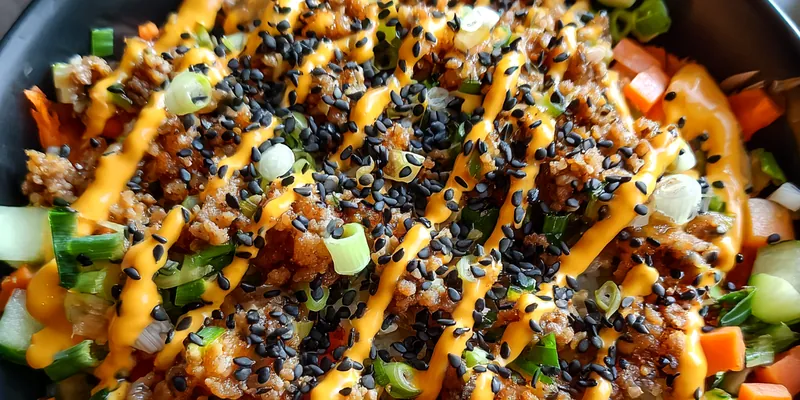 Delicious Savory Egg Roll Bowl served on a plate