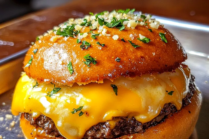 Ingredients for Savory Garlic Cheeseburger Bombs laid out on a kitchen counter.