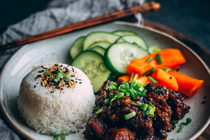 Cooking process for Savory Glazed Chicken Bowl