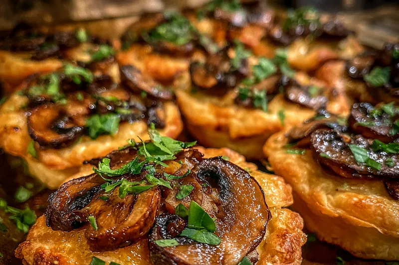 Cooking process for Savory Mushroom Cheese Pies