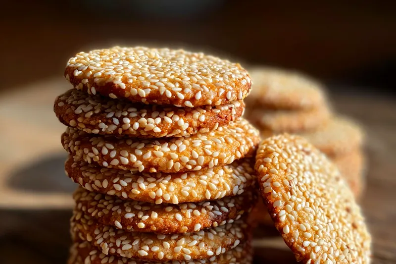 Chef Mitchell pouring the honey mixture over toasted sesame seeds and oats in a mixing bowl, preparing to shape Sesame Honey Delights.