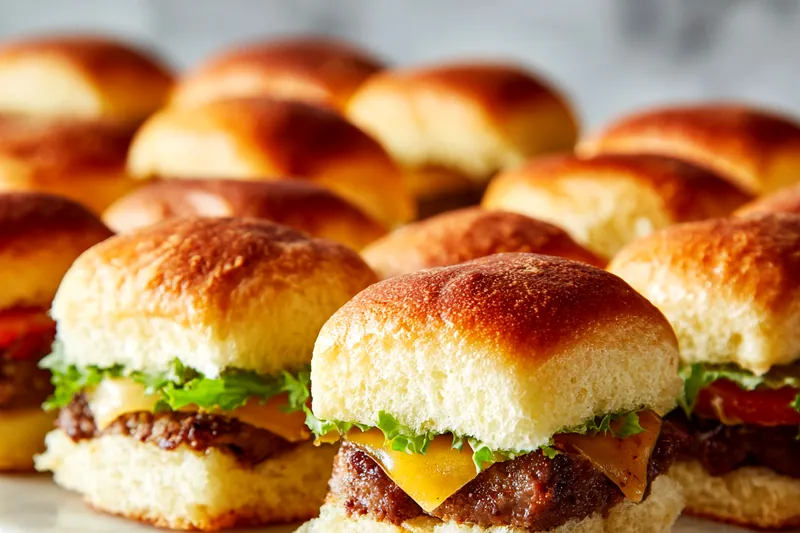 Assorted ingredients for sliders including beef and pineapple