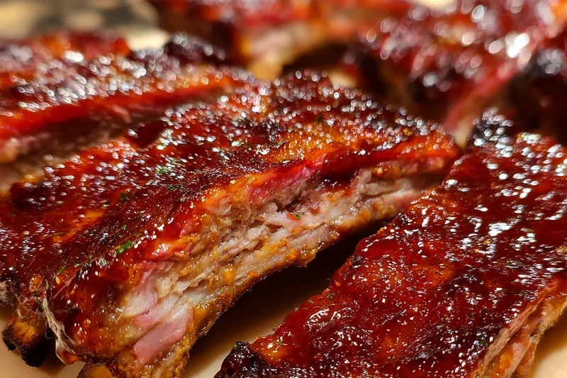 Cooking process for Smoky Glazed BBQ Ribs