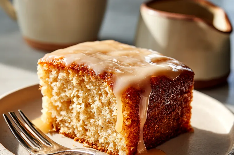 Overhead view of baking ingredients arranged on marble surface including flour, sugar, eggs, melted butter, maple syrup, milk, and vanilla extract in glass bowls and measuring cups