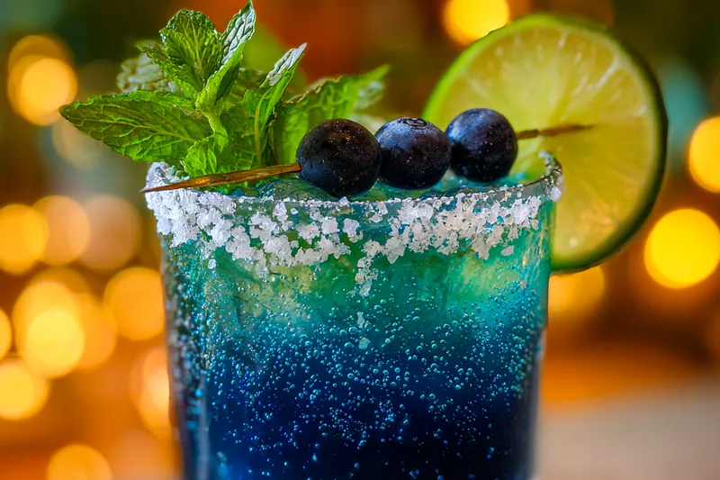 Cooking process for Sparkling Blueberry Mint Punch