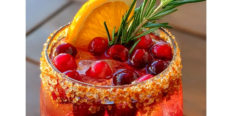 Delicious Sparkling Pomegranate Orange Festive Cocktail served in elegant glasses with garnishes