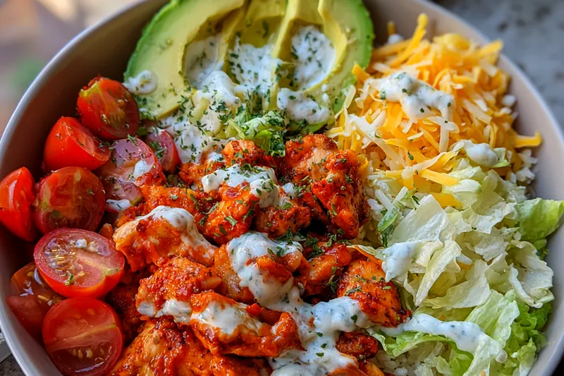 Fresh ingredients for Spicy Chicken Rice Bowl