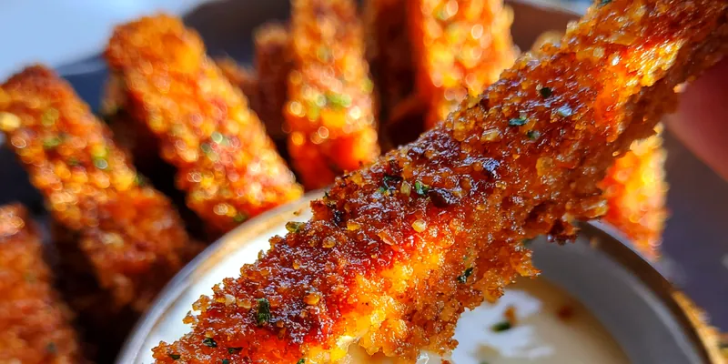 Delicious Spicy Fried Cheese Sticks served on a plate