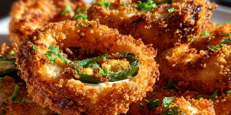 Delicious Spicy Jalapeño Stuffed Rings served on a plate