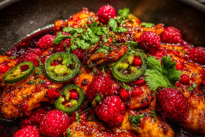 Fresh ingredients for Spicy Raspberry Jalapeño Chicken