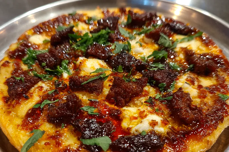 Cooking process for Spicy Sausage Honey Pizza