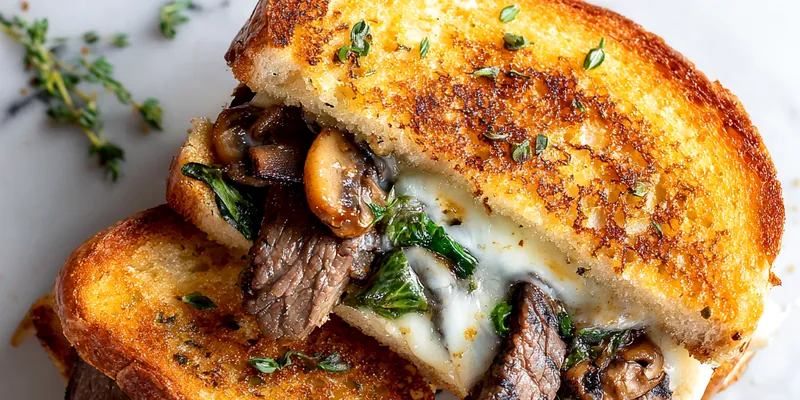 Steak Grilled Cheese with Garlic Bread