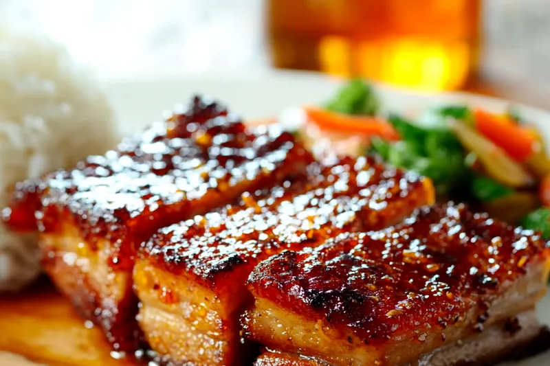 Colorful vegetables being sautéed in a wok with steam rising, showing the high-heat cooking process with vibrant bell peppers, broccoli, and carrots