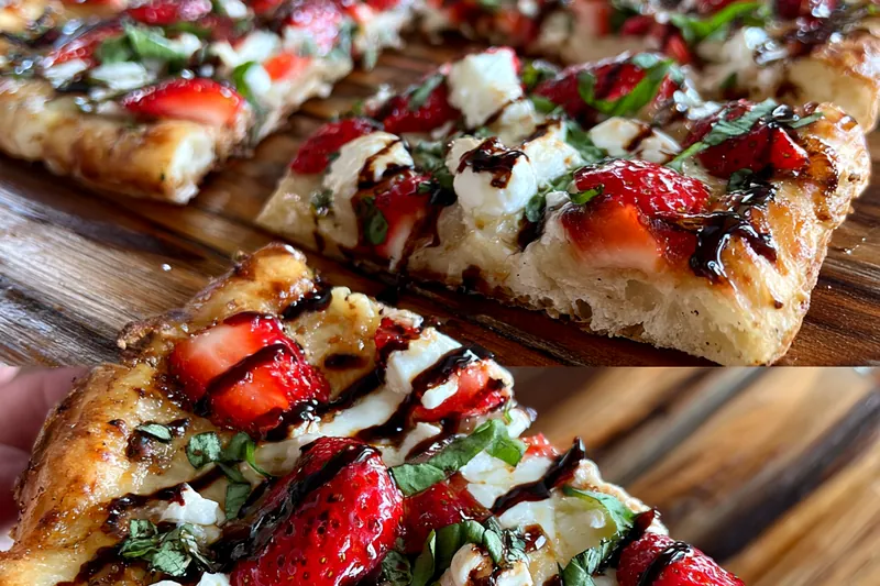 Cooking process for Strawberry Balsamic Goat Cheese Pizza