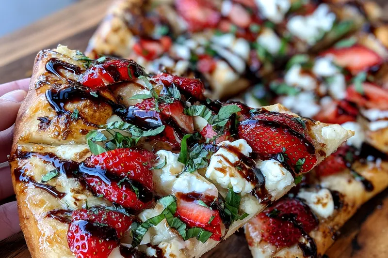Fresh ingredients for Strawberry Balsamic Goat Cheese Pizza