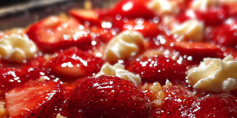 Delicious Strawberry Cheesecake Crumble Delight served on a plate