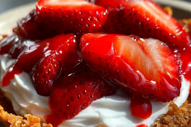 Fresh ingredients for Strawberry Cheesecake Crunch Delight