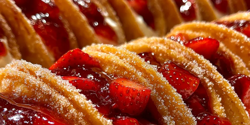 Delicious Strawberry Cheesecake Dessert Tacos served on a plate