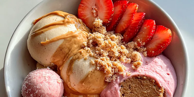 Delicious Strawberry Cheesecake Protein Balls served on a plate