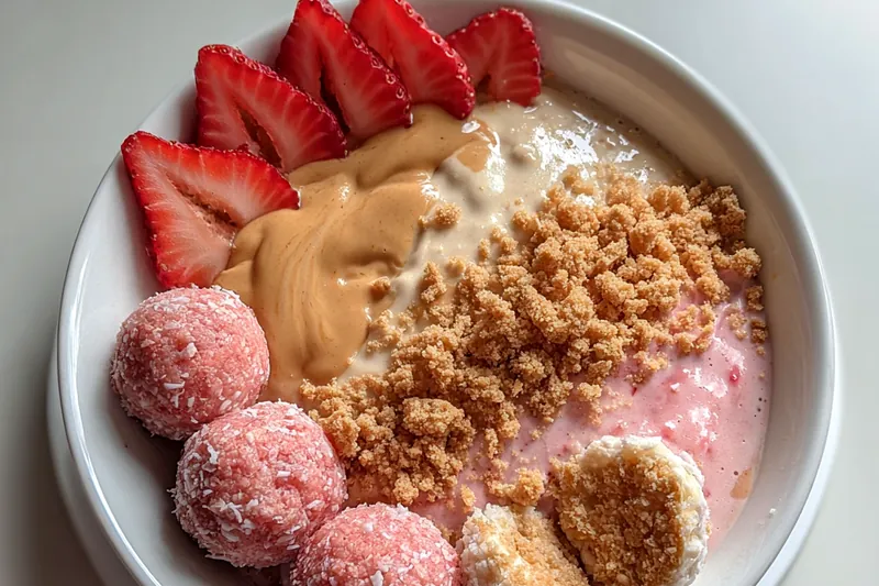Fresh ingredients for Strawberry Cheesecake Protein Balls