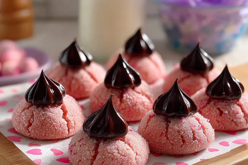 Fresh ingredients for Strawberry Chocolate Kiss Cookies