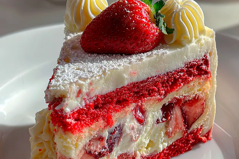 Fresh ingredients for Strawberry Cream Cake Delight