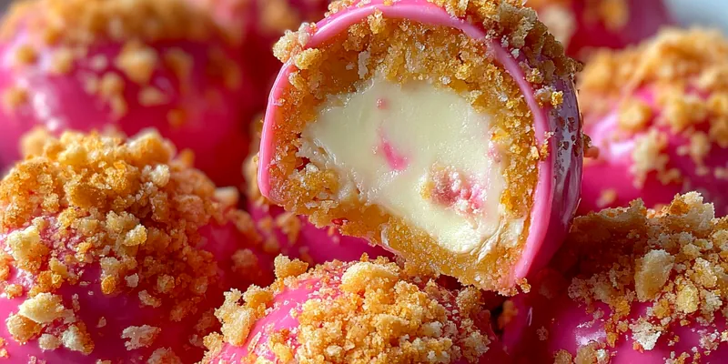 Delicious Strawberry Crunch Cheesecake Bites served on a plate