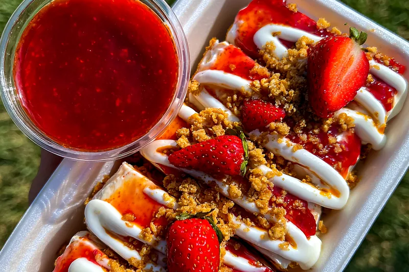 Cooking process for Strawberry Crunch Cheesecake Chunks