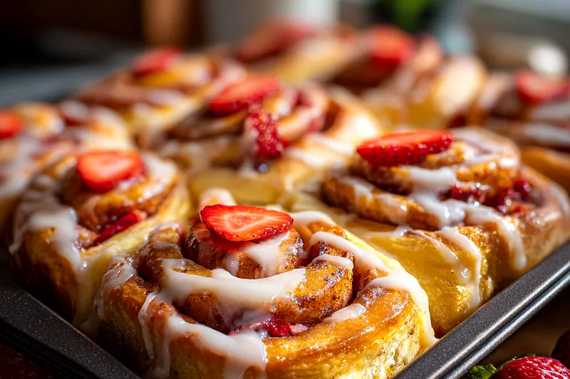 Cooking process for Strawberry Iced Cinnamon Rolls