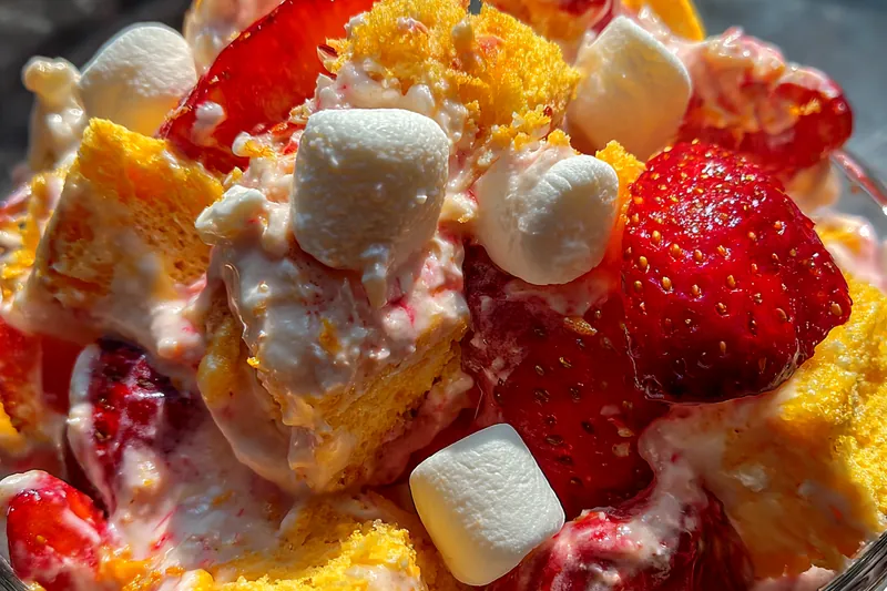 Fresh ingredients for Strawberry Marshmallow Delight