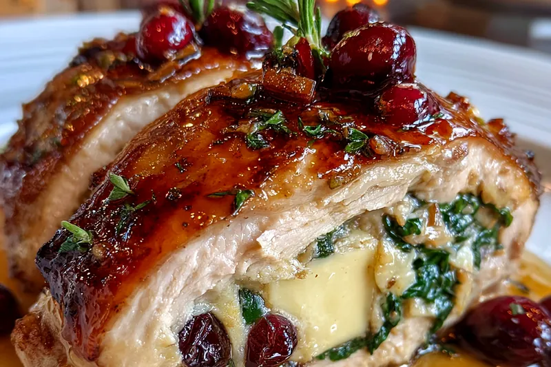 Cooking process for Stuffed Chicken with Cranberries