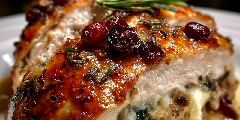 Delicious Stuffed Chicken with Cranberries served on a plate