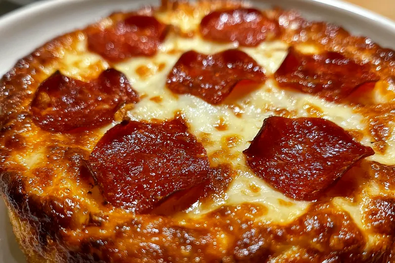 Fresh ingredients for Stuffed Crust Pepperoni Delight