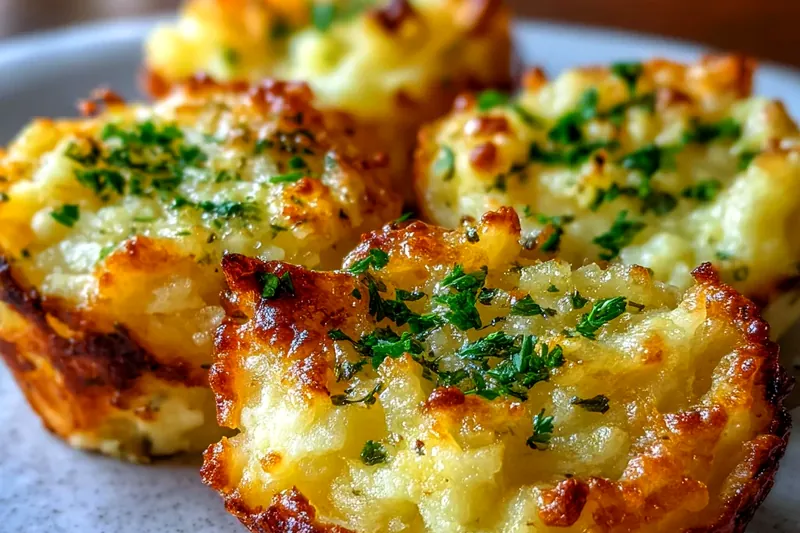 Ingredients for stuffed potato nests laid out including potatoes, cheeses, herbs, and seasonings on a marble counter