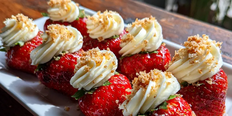 Delicious Stuffed Strawberry Delights served on a plate