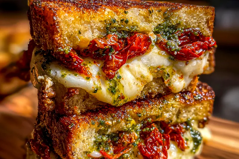 Cooking process for Sun-Dried Tomato Pesto Sandwich