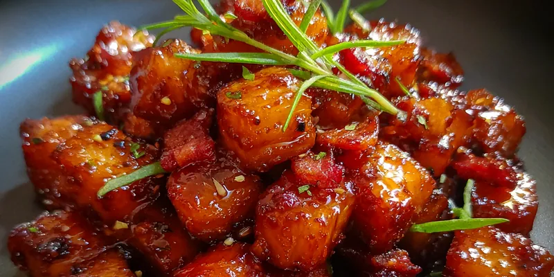 Delicious Sweet Glazed Chicken Bites served on a plate